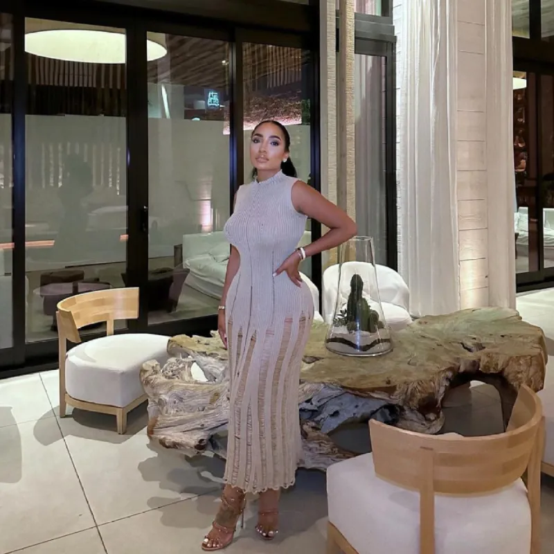 Khaki Crochet Dress sold by Azel Clothing