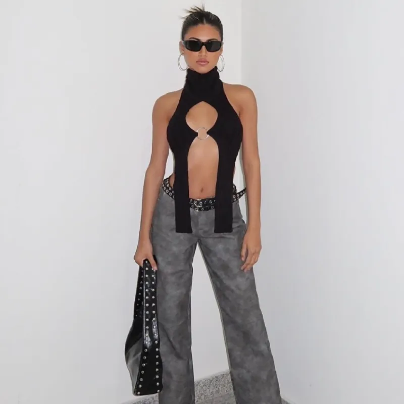 Black Ring Top sold by Azel Clothing