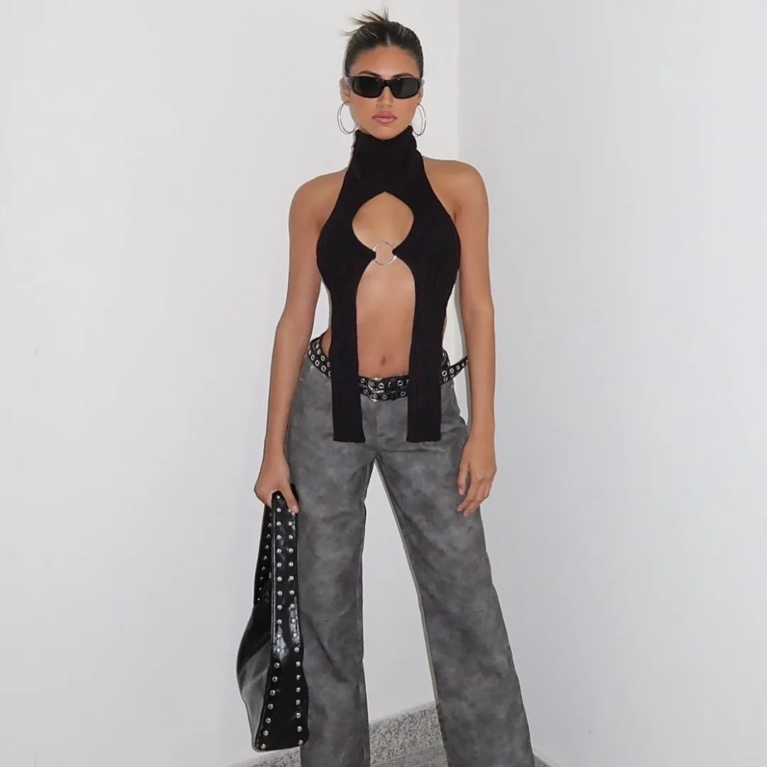 Black Ring Top sold by Azel Clothing