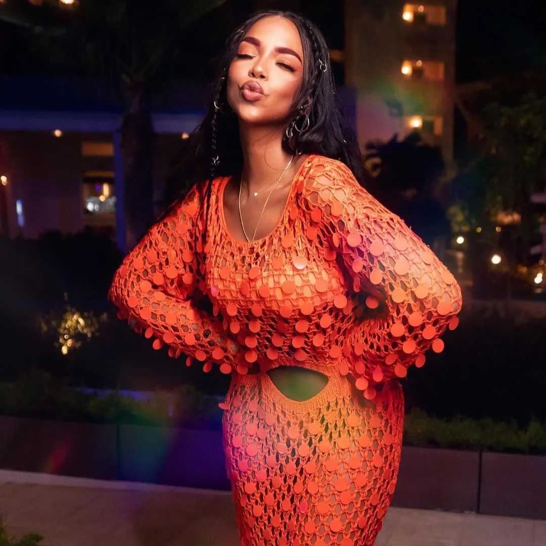 Orange Sequin Knit Dress sold by Azel Clothing product image thumbnail 2