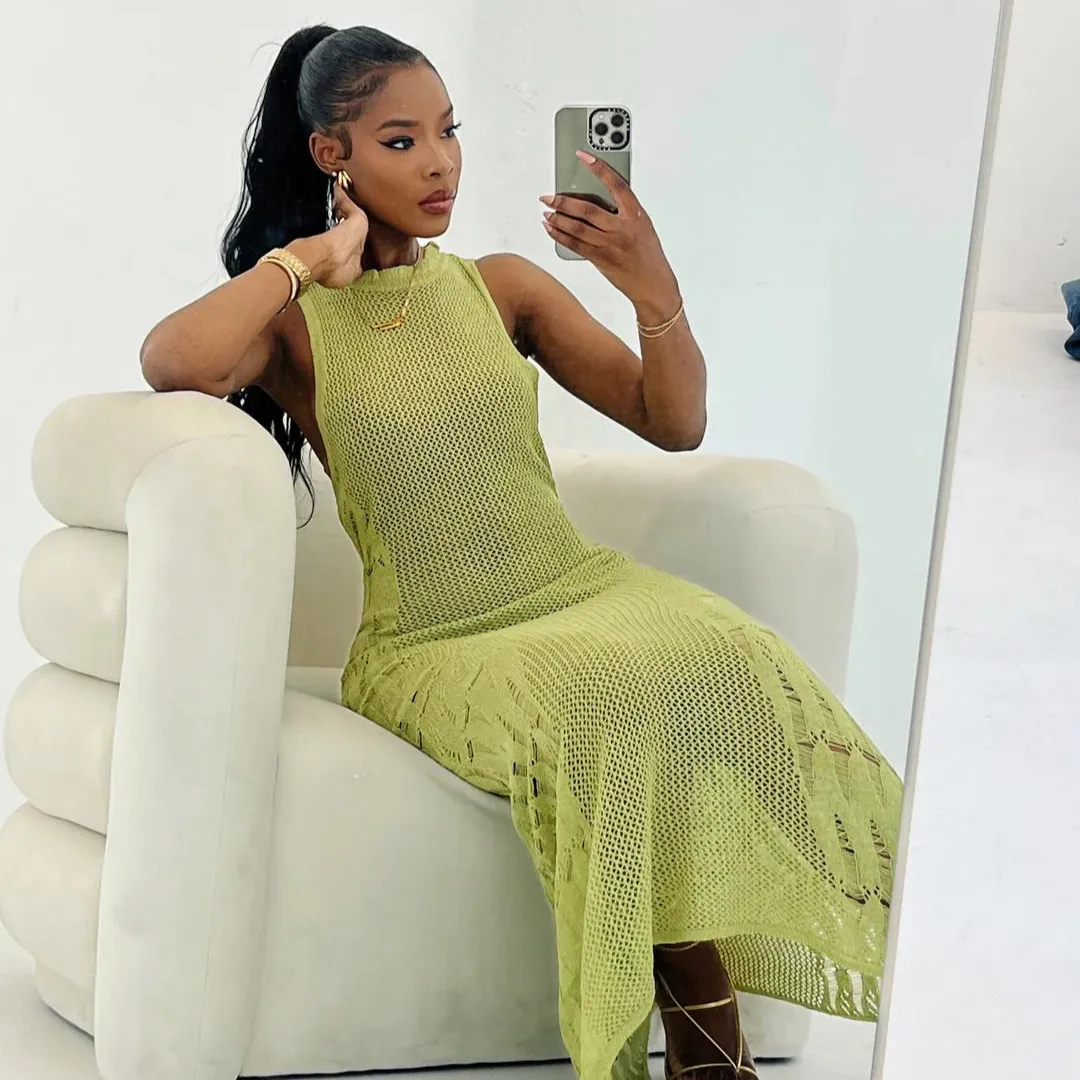 STITCH ME DRESS GREEN sold by Azel Clothing