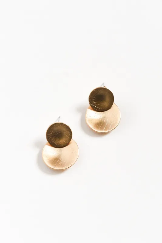 Kerra Gold Circle Drop Earrings sold by Blue Bungalow