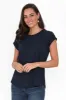 Manly Navy Cotton Tee sold by Blue Bungalow