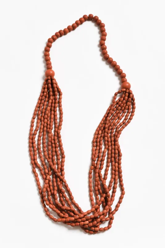 Pria Burnt Orange Beaded Necklace sold by Blue Bungalow