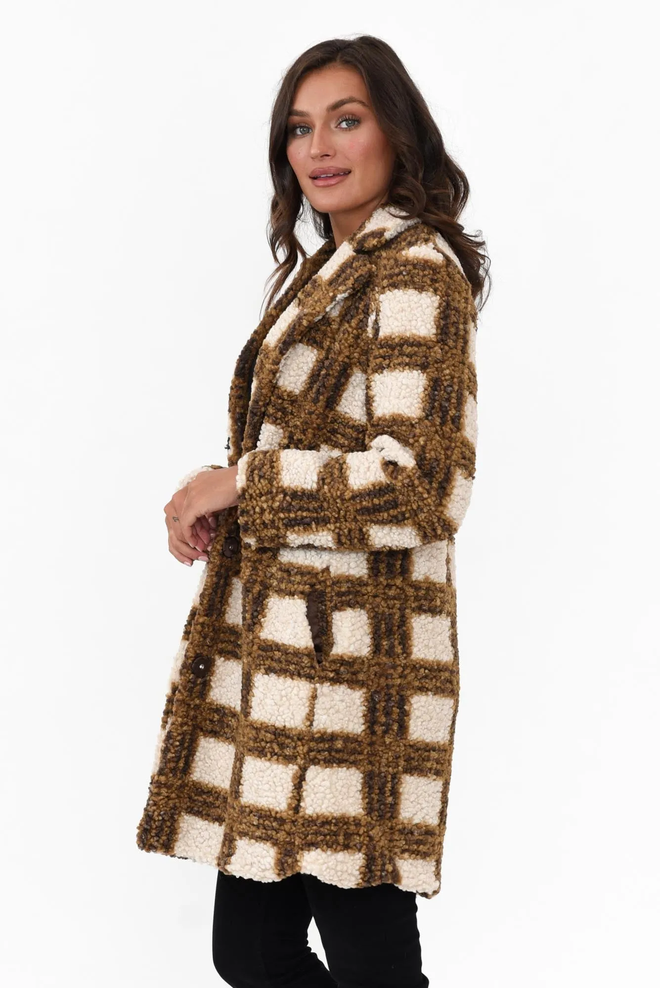Jungle Caramel Check Coat sold by Blue Bungalow product image thumbnail 3