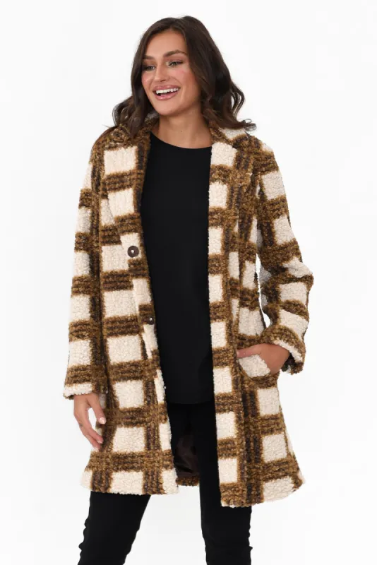 Jungle Caramel Check Coat sold by Blue Bungalow