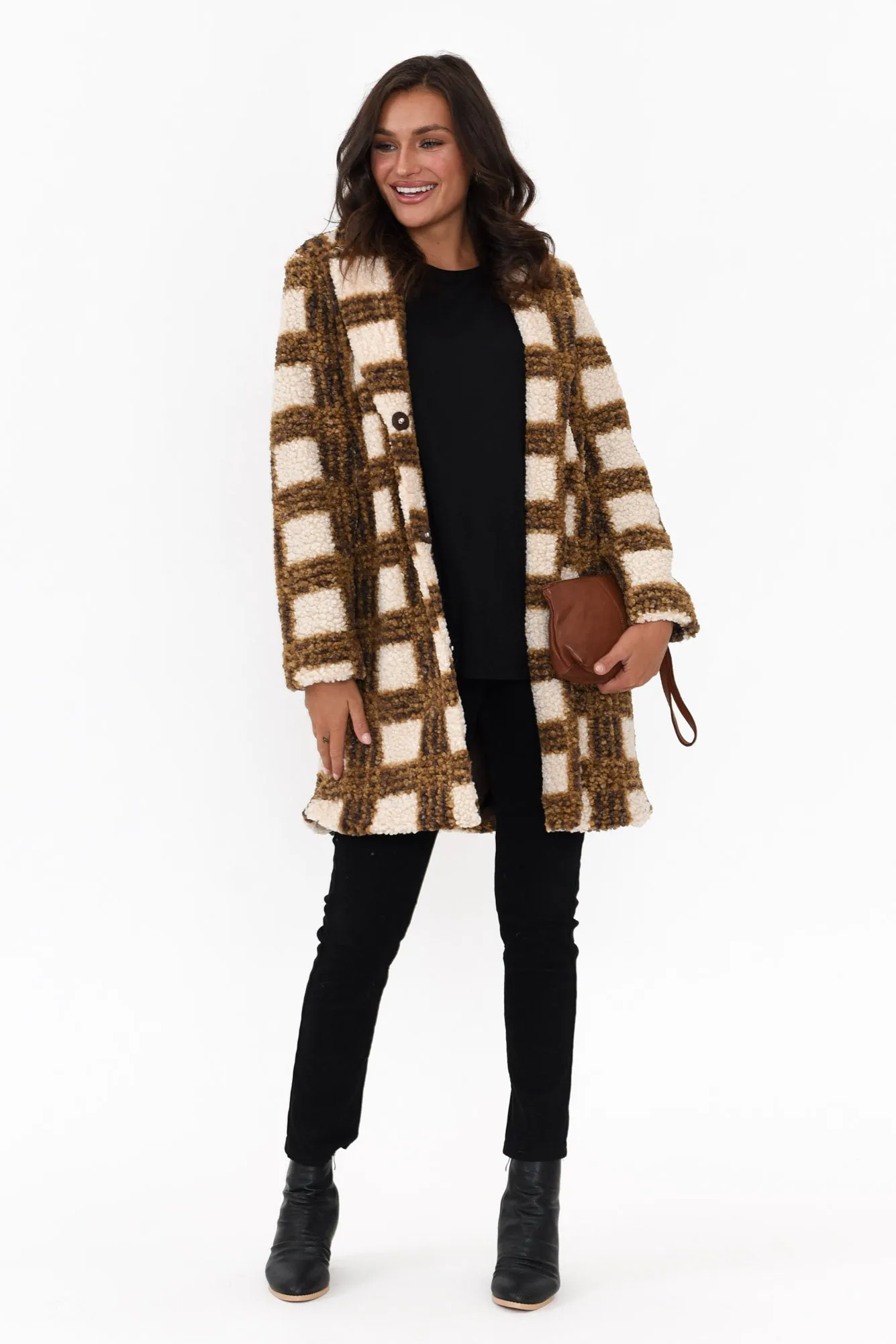 Jungle Caramel Check Coat sold by Blue Bungalow product image thumbnail 2