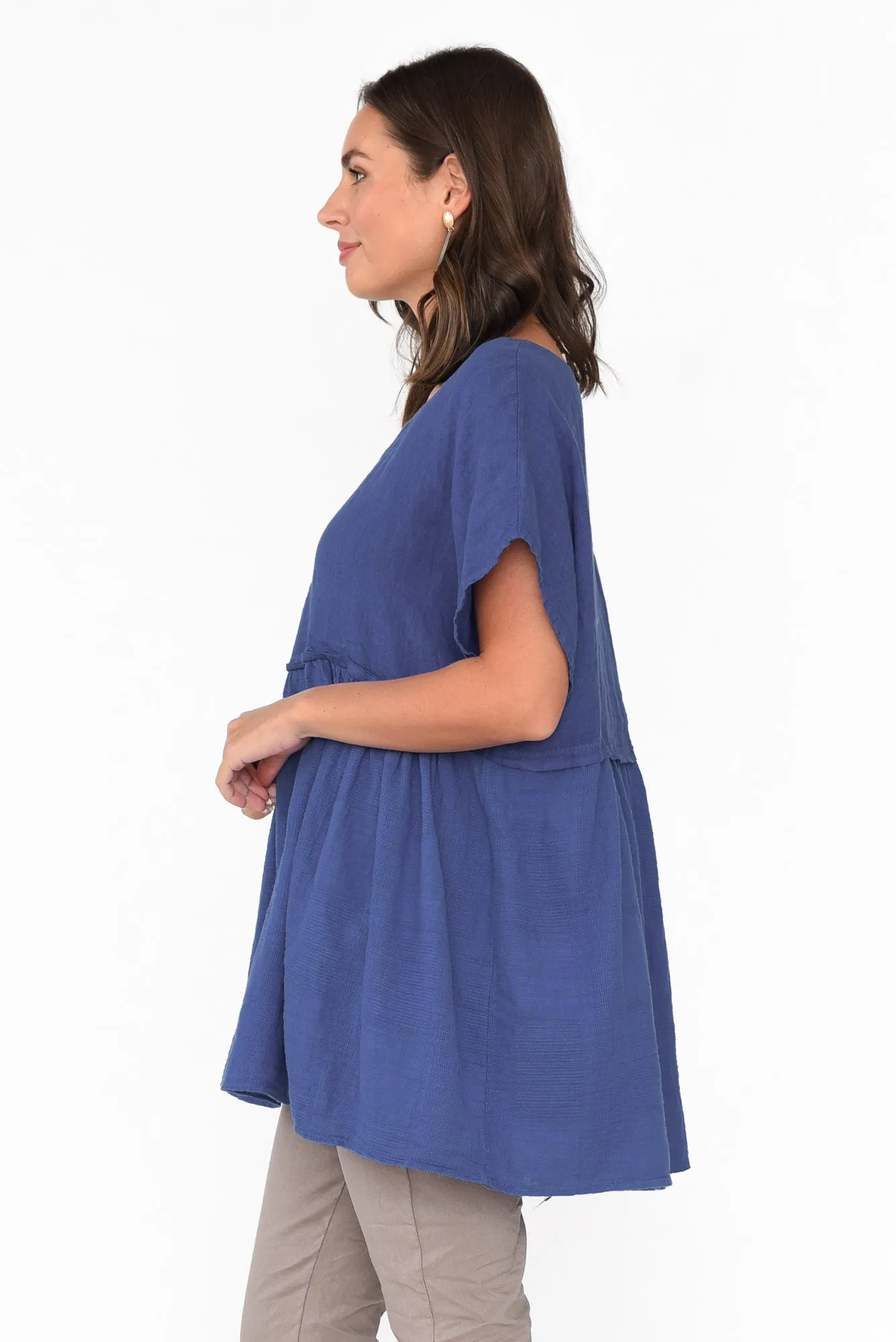Sabre Cobalt Linen Top sold by Blue Bungalow product image thumbnail 3