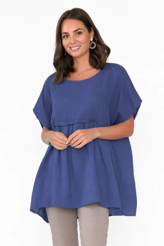 Sabre Cobalt Linen  Top sold by Blue Bungalow