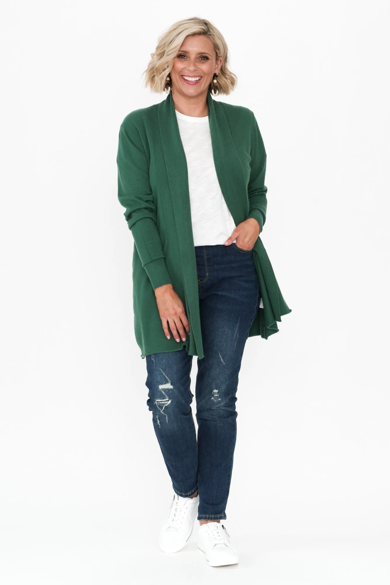 Mabelle Green Cotton Blend Cardigan sold by Blue Bungalow product image thumbnail 2