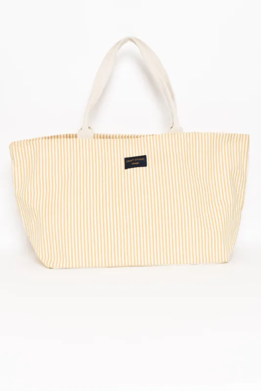 Miami Yellow Stripe Canvas Tote Bag sold by Blue Bungalow