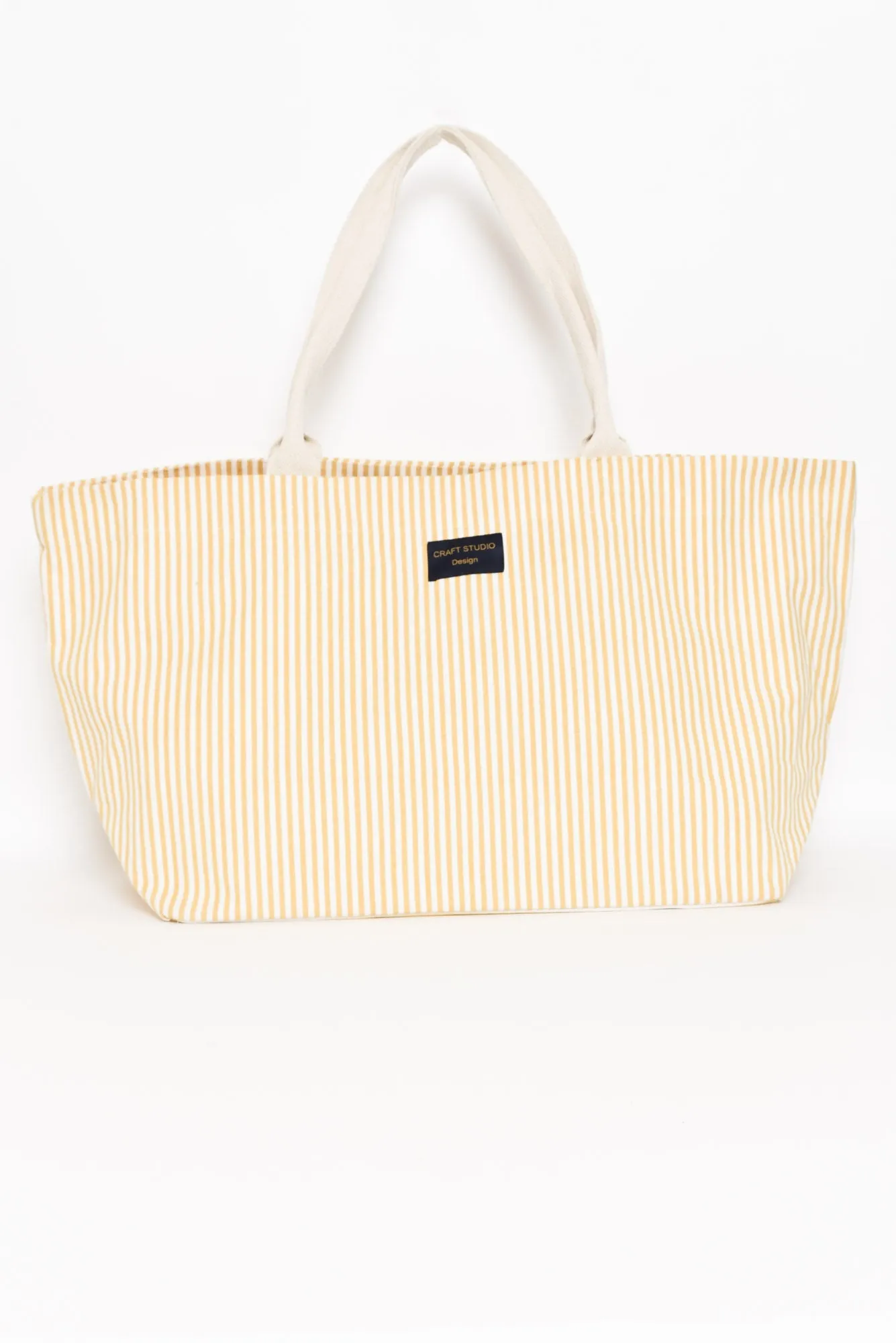 Miami Yellow Stripe Canvas Tote Bag sold by Blue Bungalow