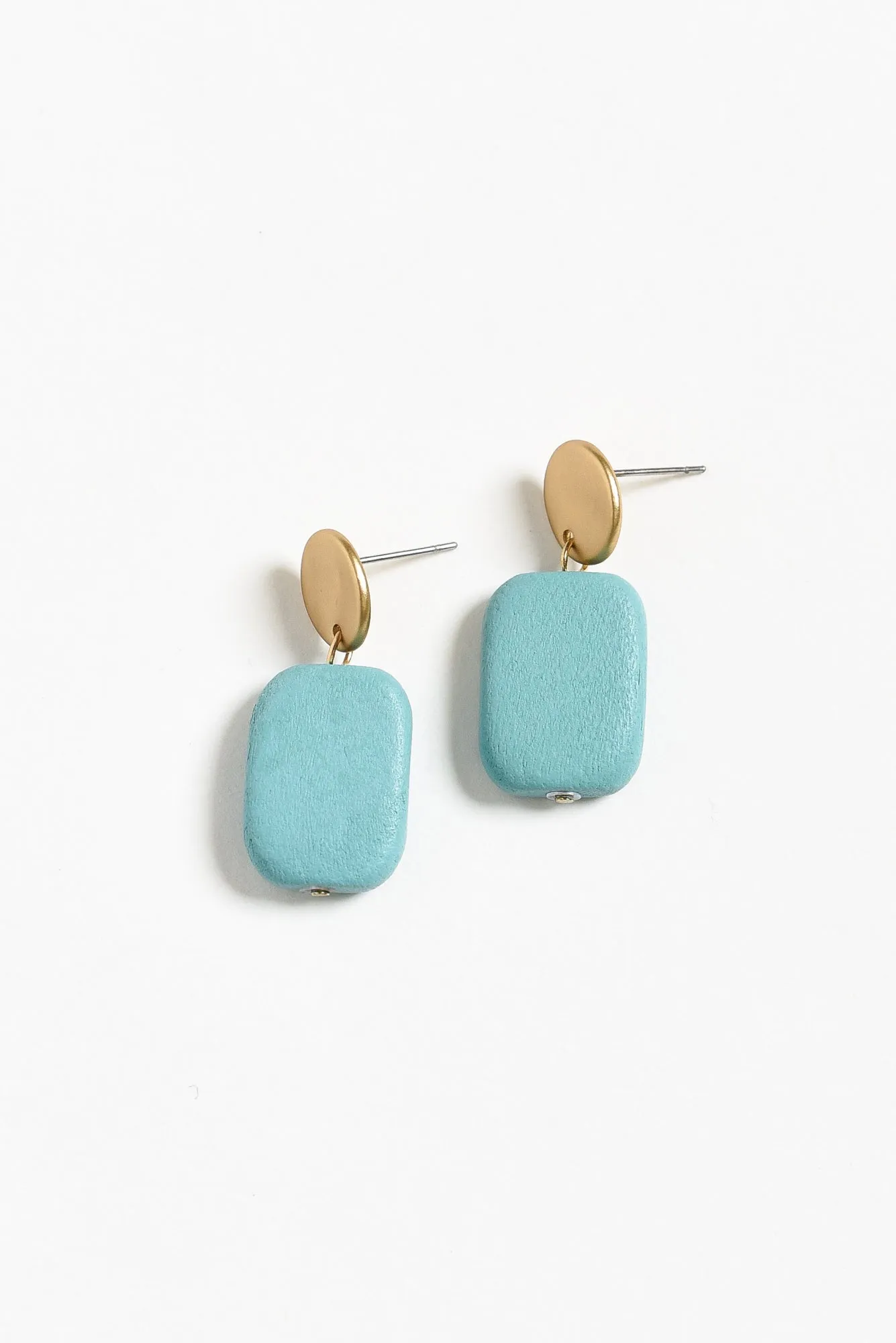 Ariel Aqua Rectangle Drop Earrings sold by Blue Bungalow