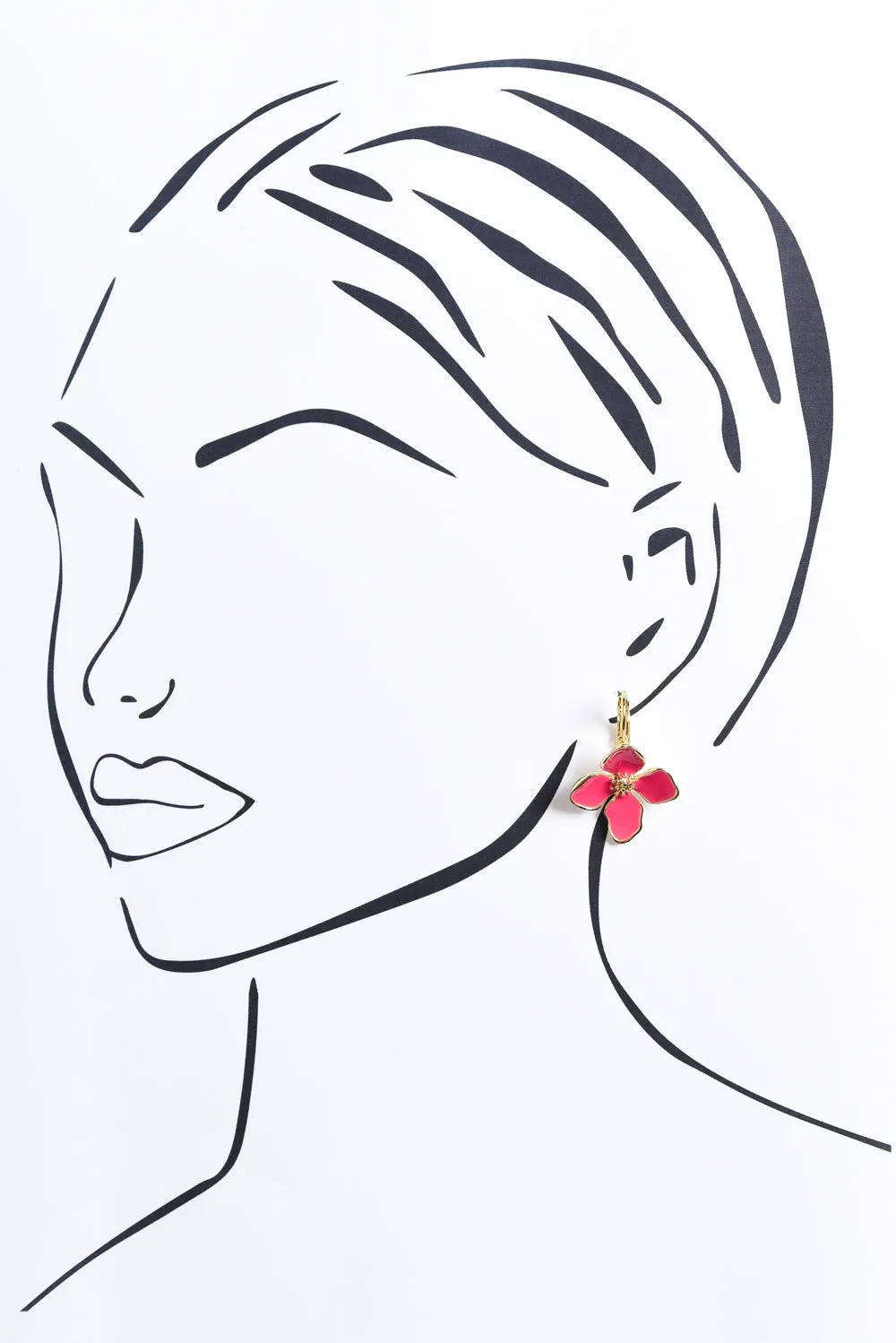 Frannie Pink Flower Clip Earrings sold by Blue Bungalow product image thumbnail 2