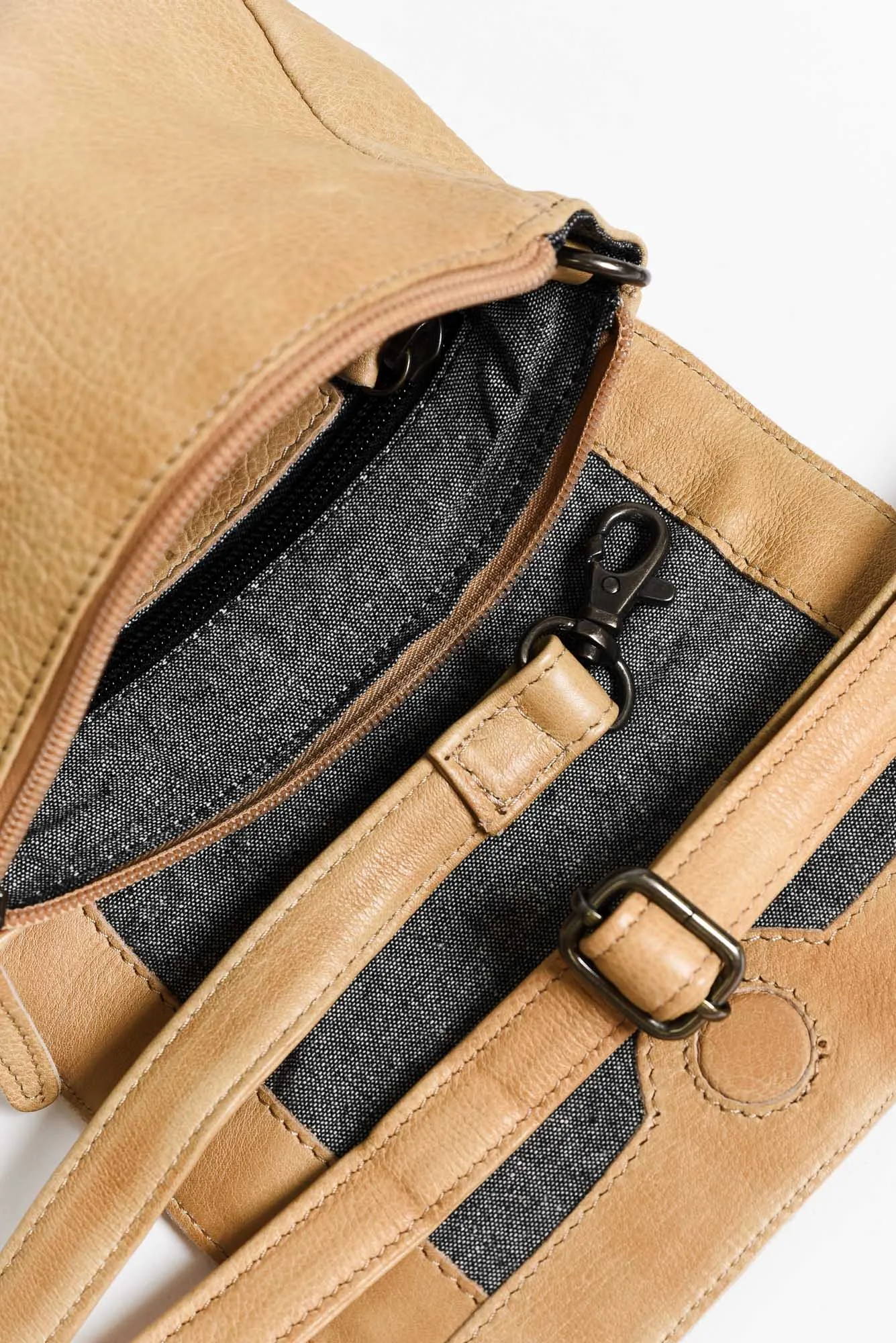 Sara Camel Leather Crossbody Bag sold by Blue Bungalow product image thumbnail 2