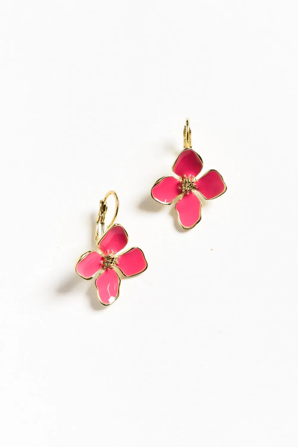 Frannie Pink Flower Clip Earrings sold by Blue Bungalow