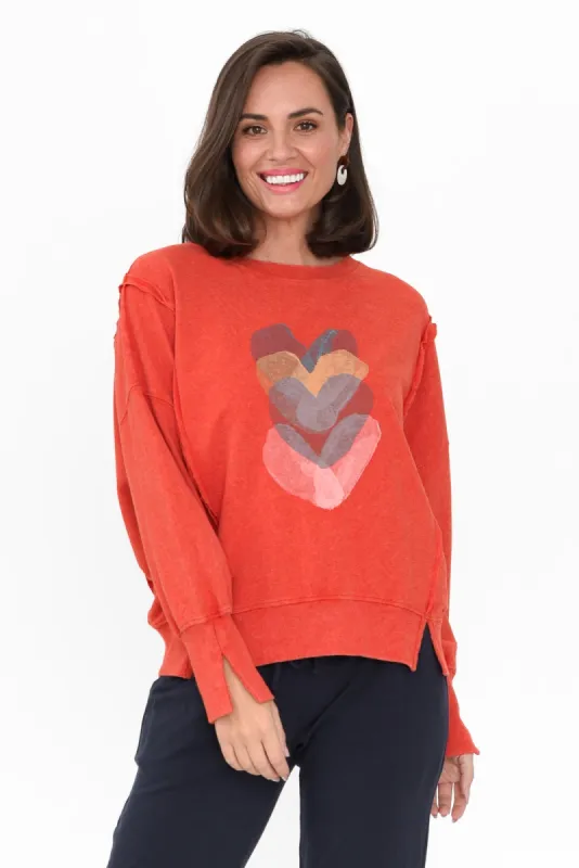 Chantelle Rust Heart Cotton Long Sleeve Top sold by Blue Bungalow