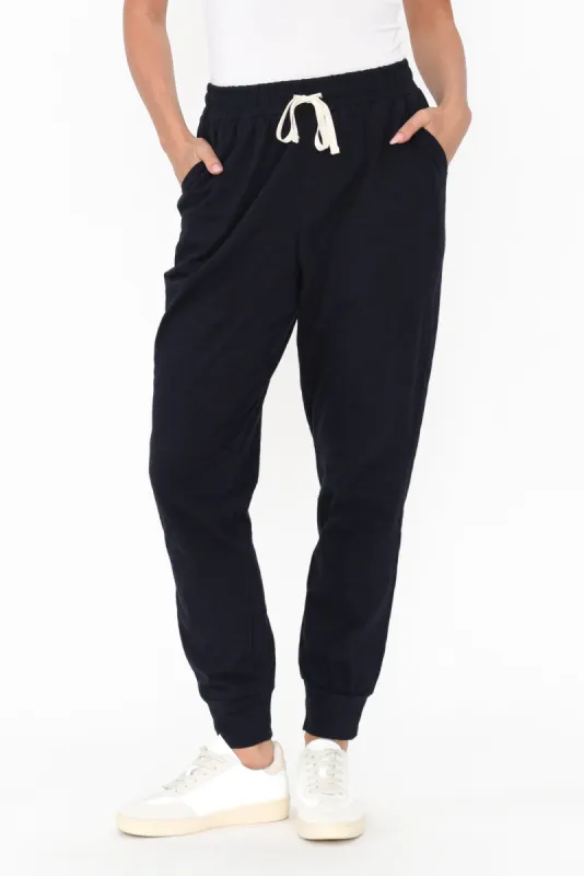 Bondi Navy Cotton Jogger Pants sold by Blue Bungalow