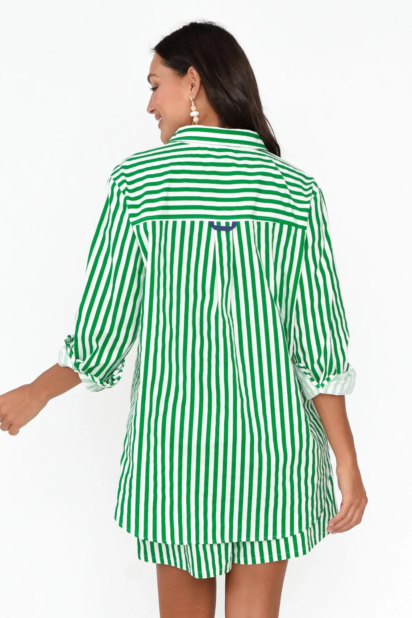 Devora Green Stripe Cotton Shirt sold by Blue Bungalow product image thumbnail 5