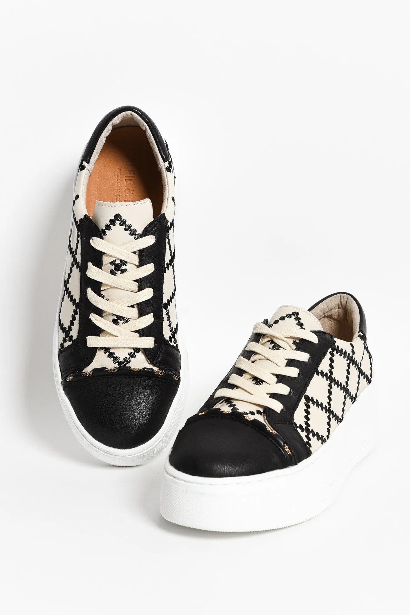Frankie Black Leather Platform Sneaker sold by Blue Bungalow