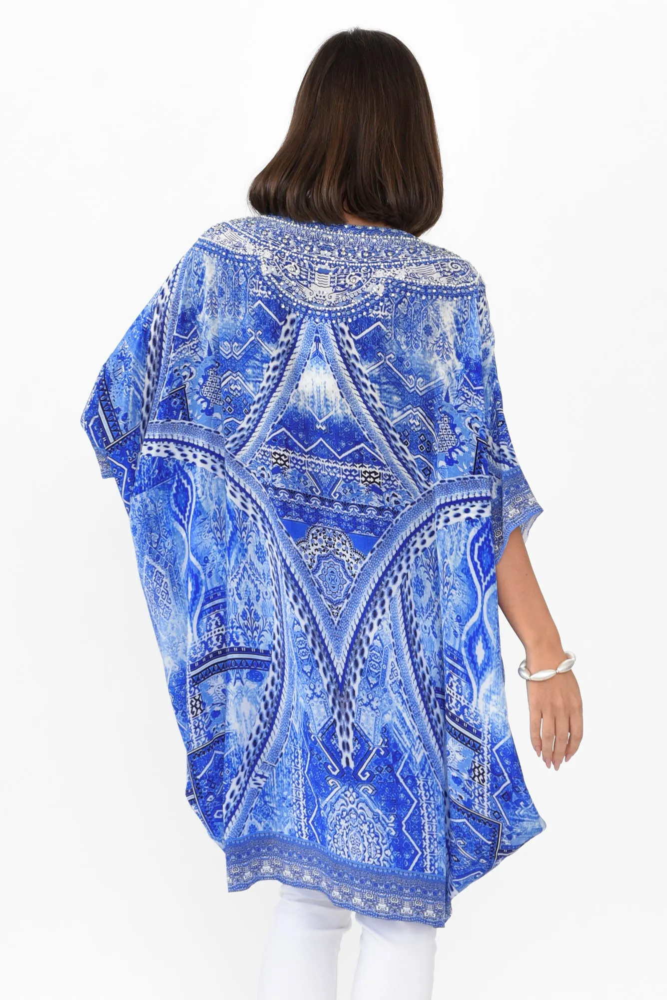 Monet Blue Silk Drape Top sold by Blue Bungalow product image thumbnail 4