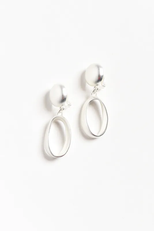 Evolet Silver Oval Clip On Earrings sold by Blue Bungalow