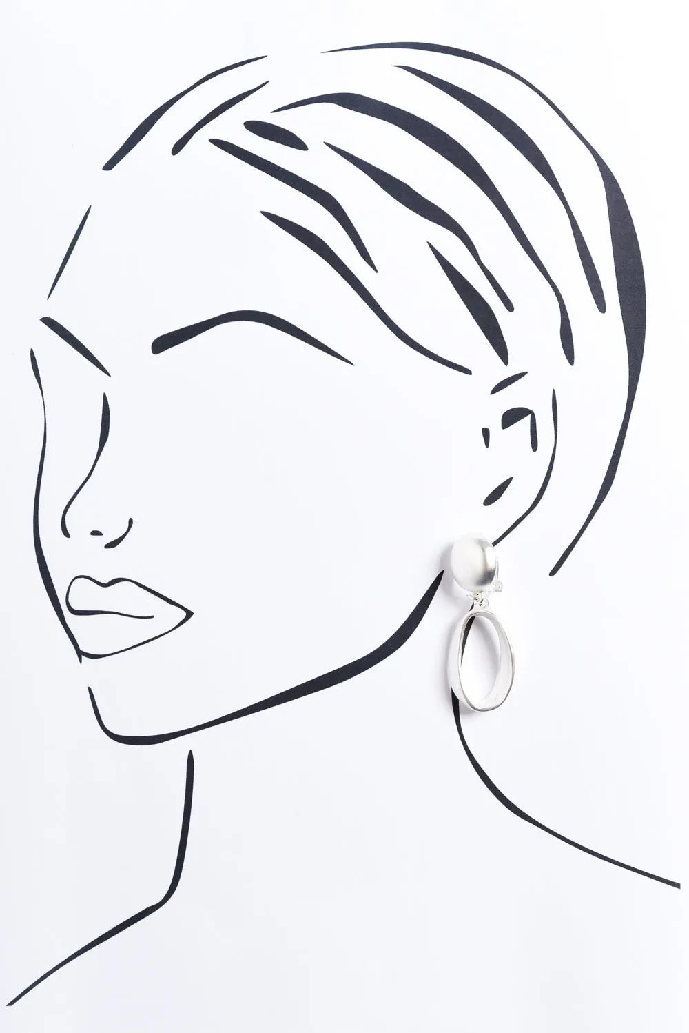 Evolet Silver Oval Clip On Earrings sold by Blue Bungalow product image thumbnail 2