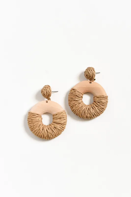 Hillie Wood Circle Drop Earrings sold by Blue Bungalow