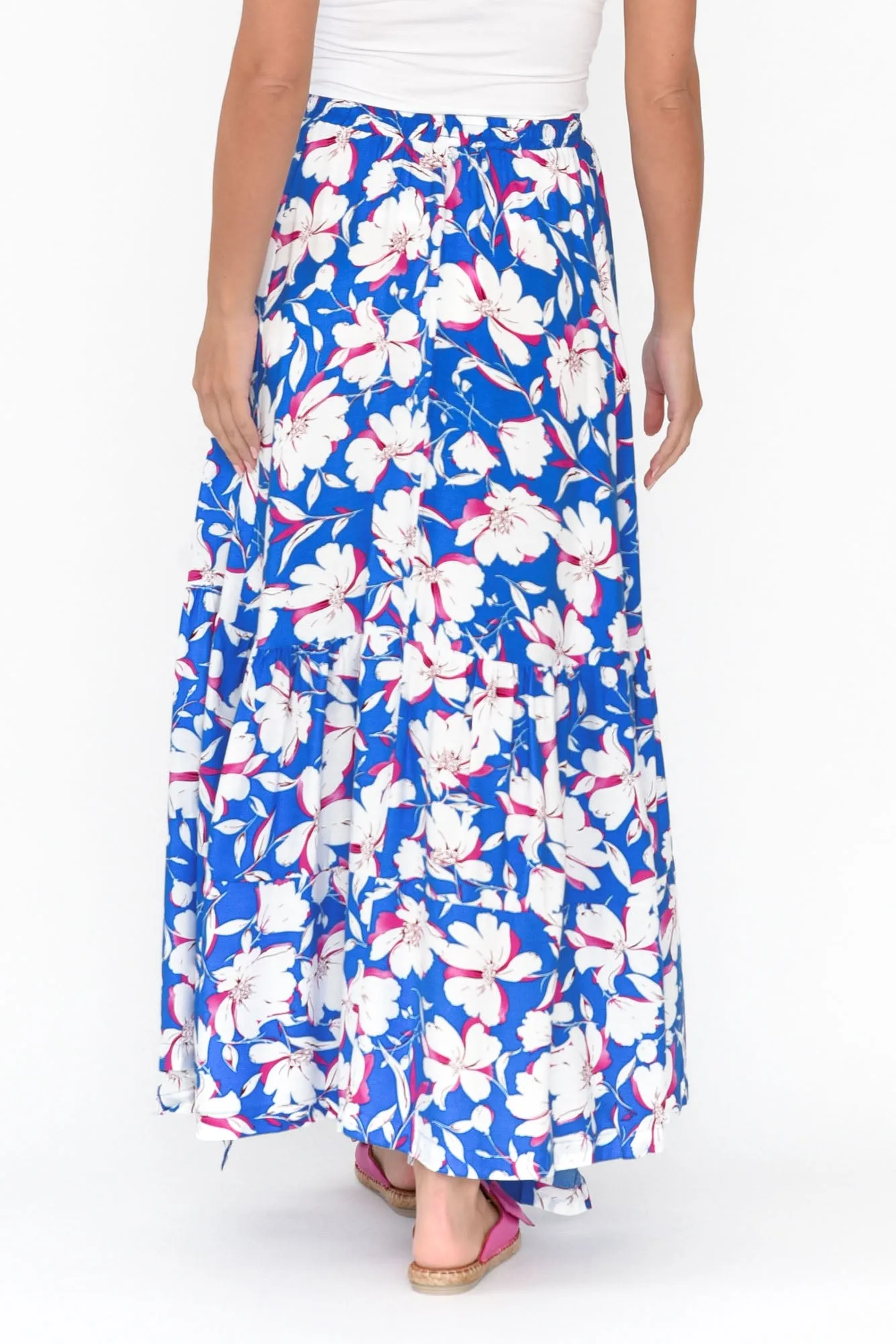 Lysandra Blue Flower Maxi Skirt sold by Blue Bungalow product image thumbnail 4