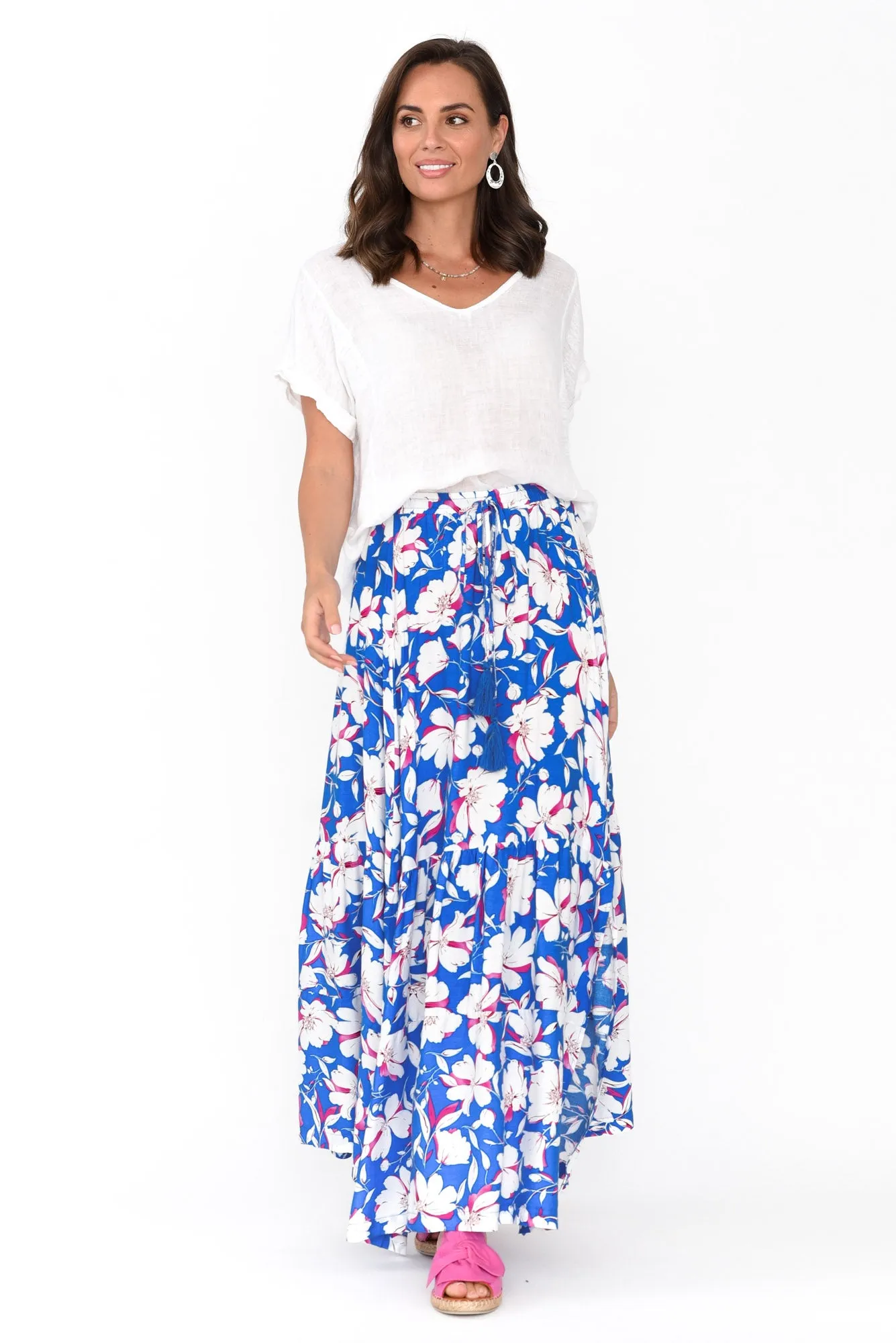 Lysandra Blue Flower Maxi Skirt sold by Blue Bungalow product image thumbnail 2