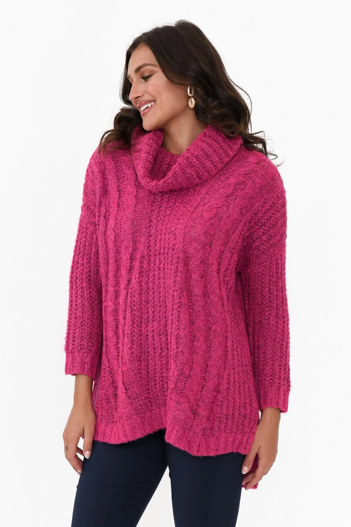 Hamlin Hot Pink Roll Neck Jumper sold by Blue Bungalow product image thumbnail 3