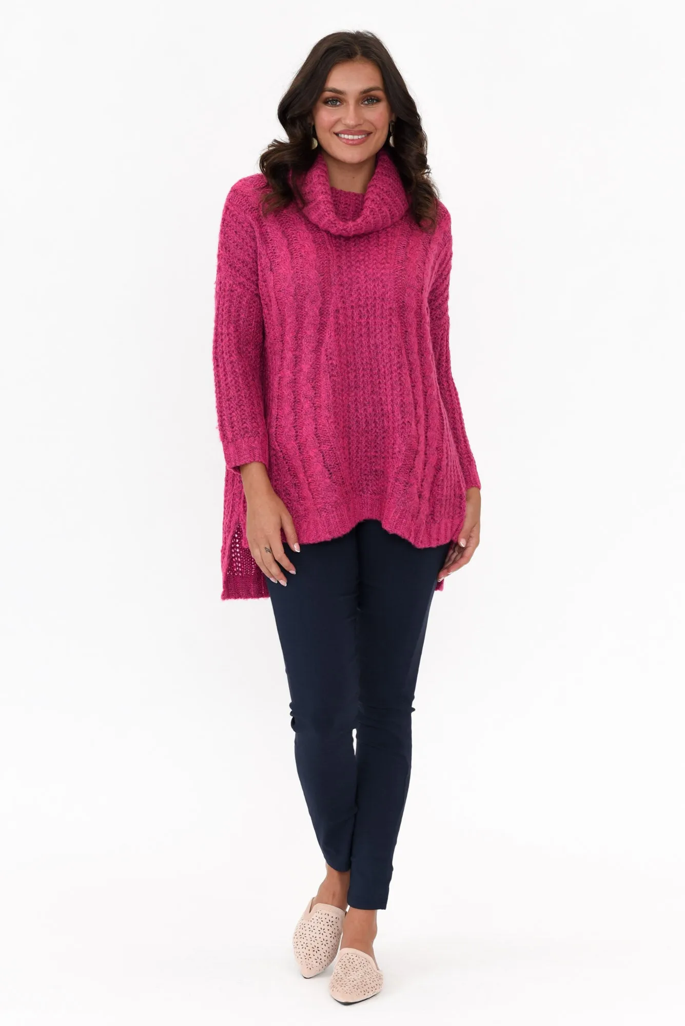 Hamlin Hot Pink Roll Neck Jumper sold by Blue Bungalow product image thumbnail 2