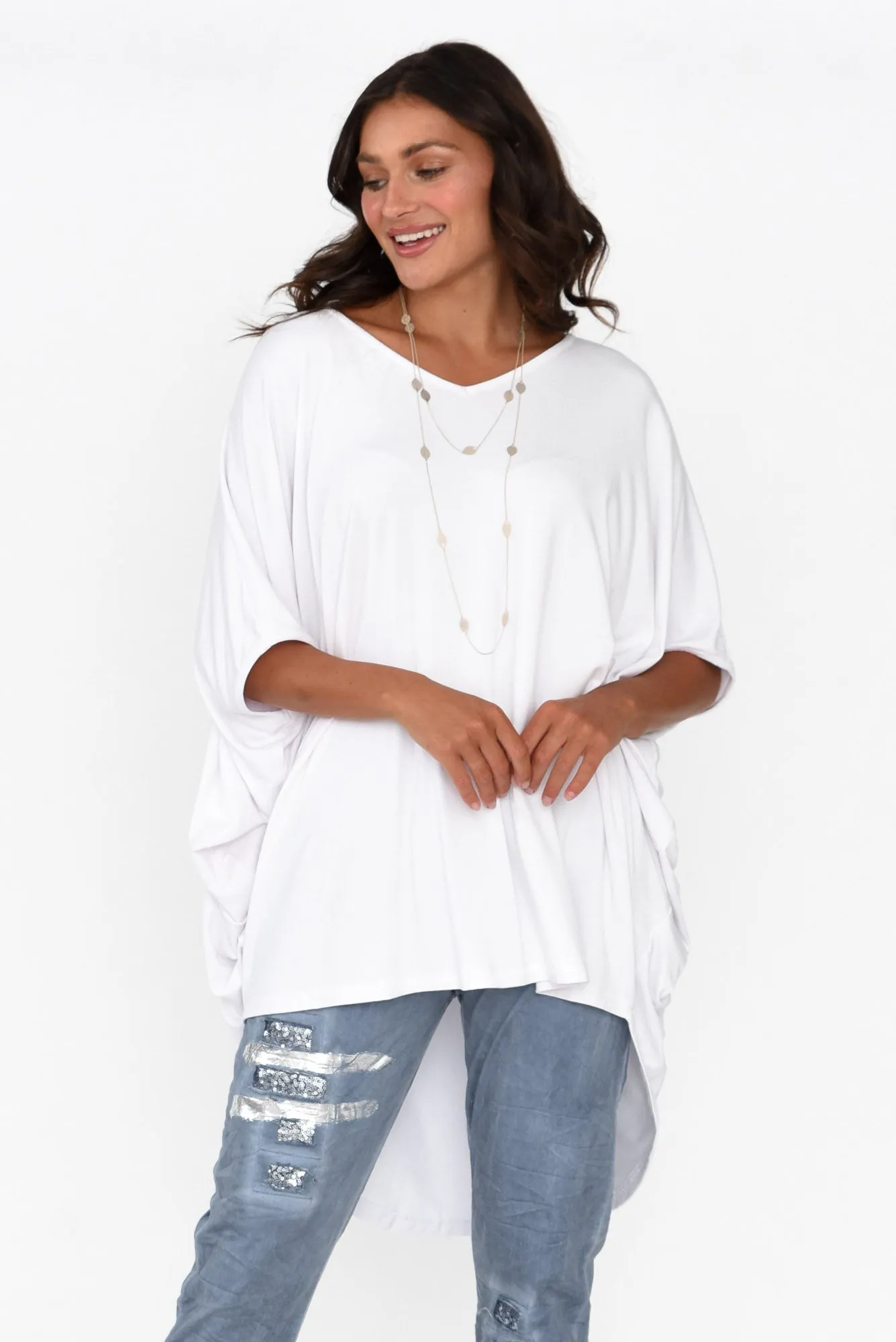 Emory White Bamboo Batwing Top sold by Blue Bungalow product image thumbnail 2