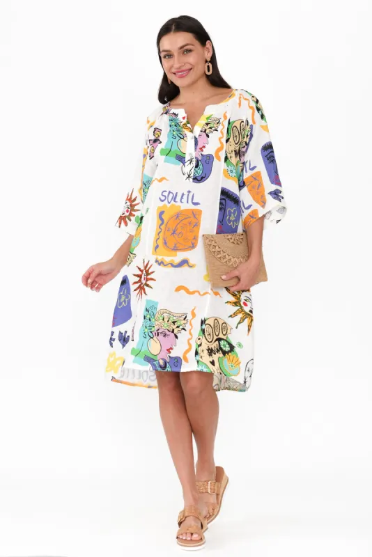 Phyllis White Tropical Linen Dress sold by Blue Bungalow