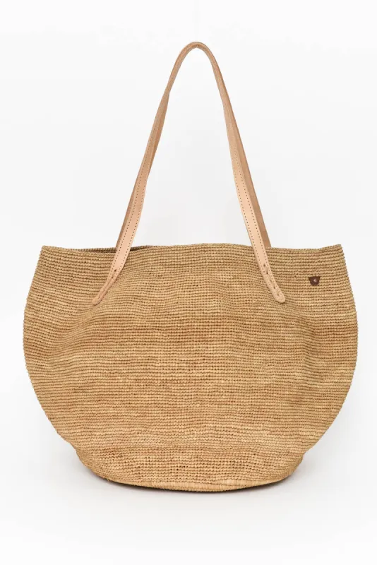 Bory Tan Raffia Shoulder Bag sold by Blue Bungalow