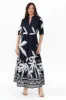Lestelle Navy Palm Cotton Tie Dress sold by Blue Bungalow