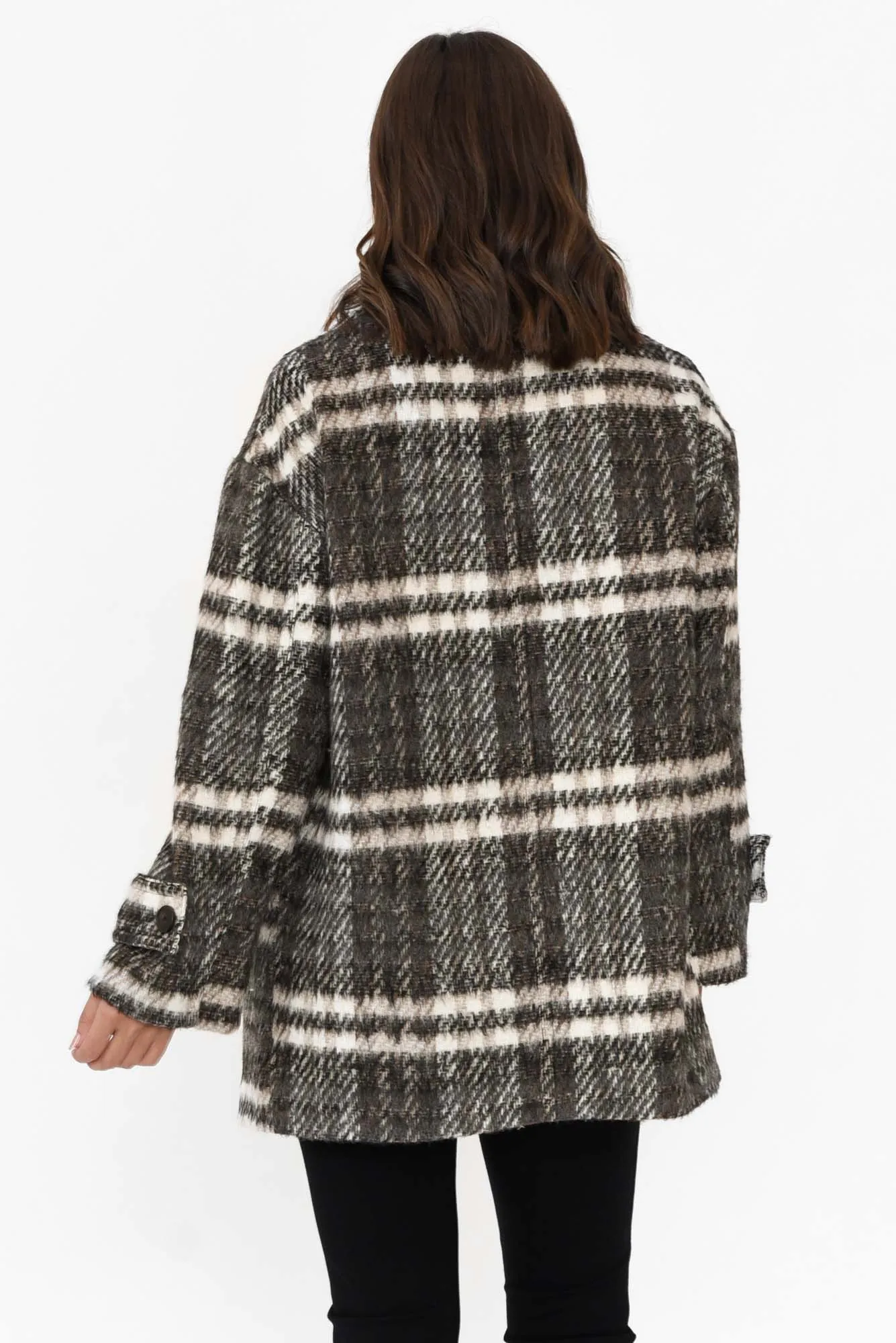 Songbird Charcoal Check Oversized Short Coat sold by Blue Bungalow product image thumbnail 4