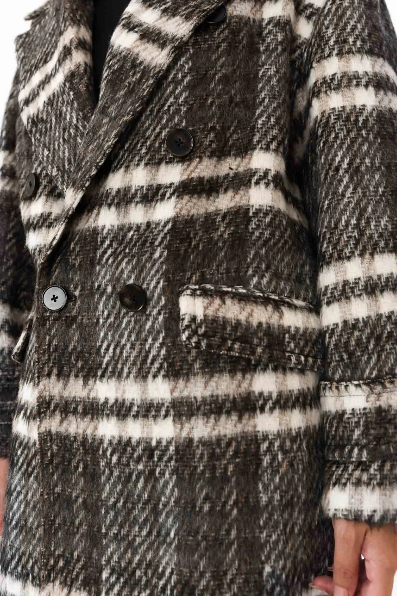 Songbird Charcoal Check Oversized Short Coat sold by Blue Bungalow product image thumbnail 5