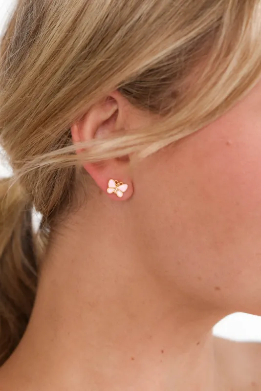 Jaclyn Pink Butterfly Stud Earrings sold by Blue Bungalow