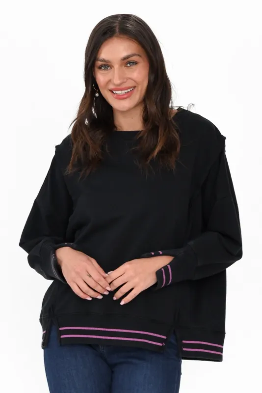 Chantelle Black Trim Cotton Long Sleeve Top sold by Blue Bungalow