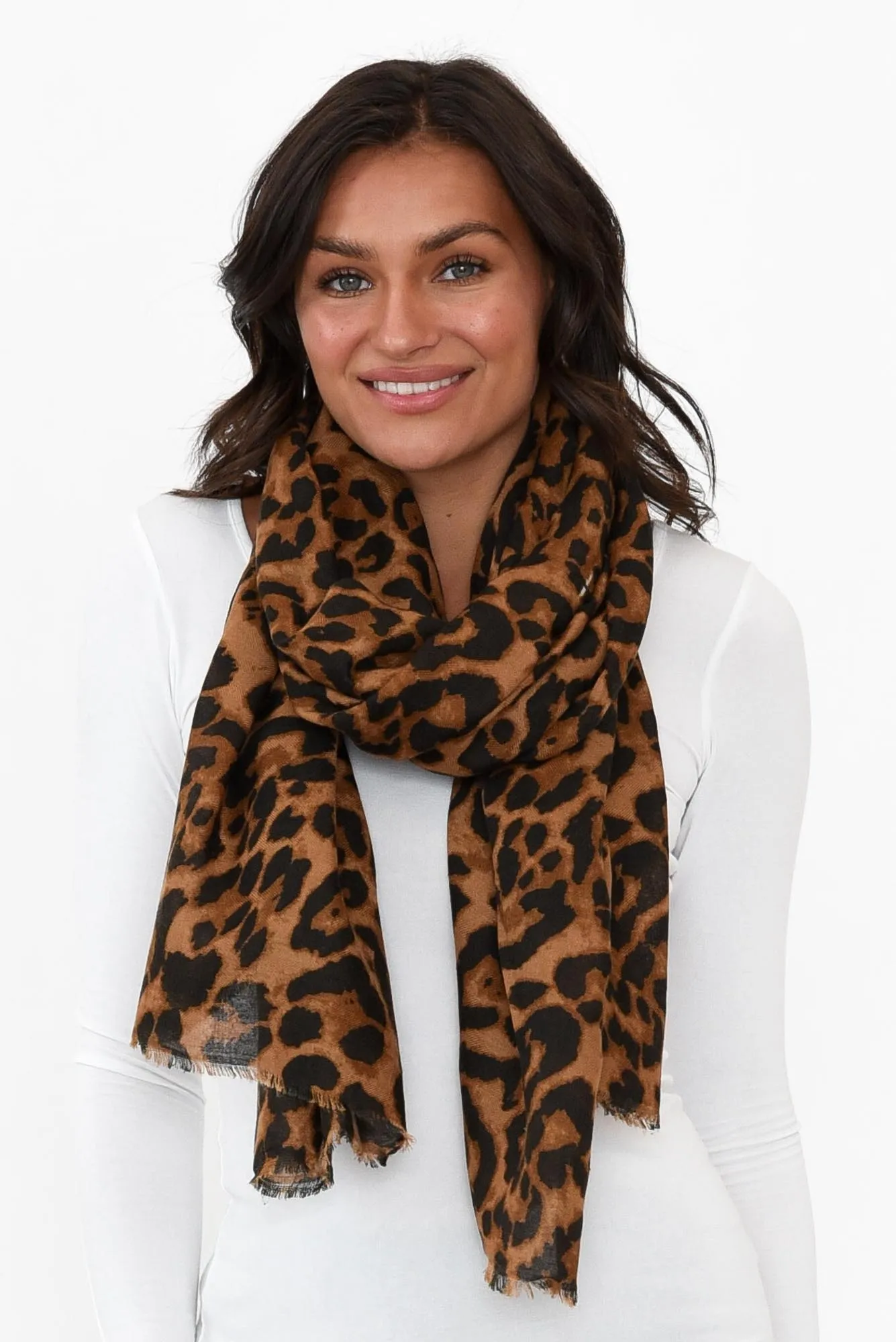 Neave Tan Leopard Scarf sold by Blue Bungalow