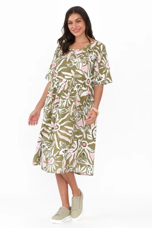 Mackie Green Floral Cotton Pocket Dress sold by Blue Bungalow