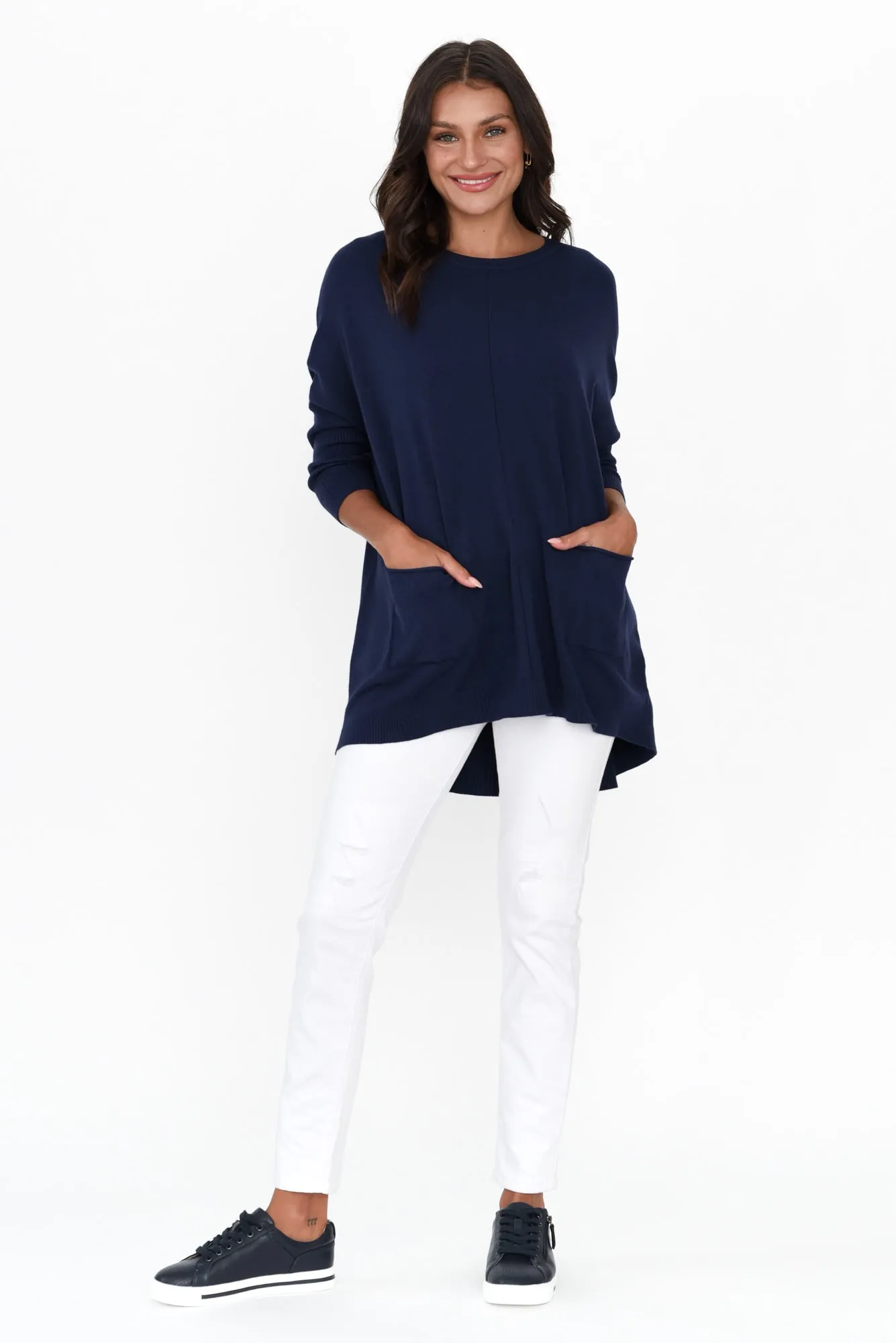 Helsinki Navy Knit Pocket Jumper sold by Blue Bungalow product image thumbnail 3