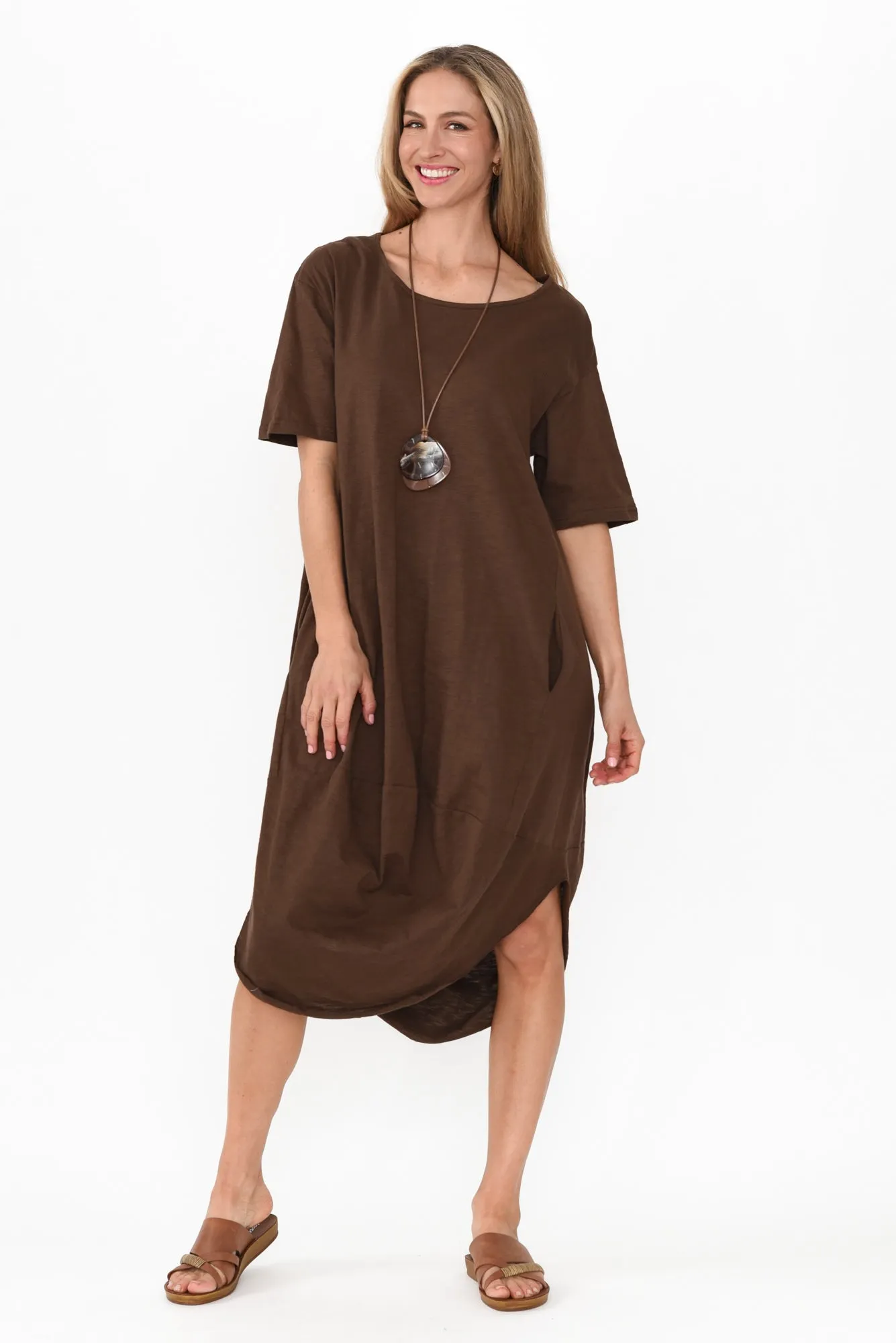 Mita Chocolate Cotton Slub Scoop Dress sold by Blue Bungalow product image thumbnail 2