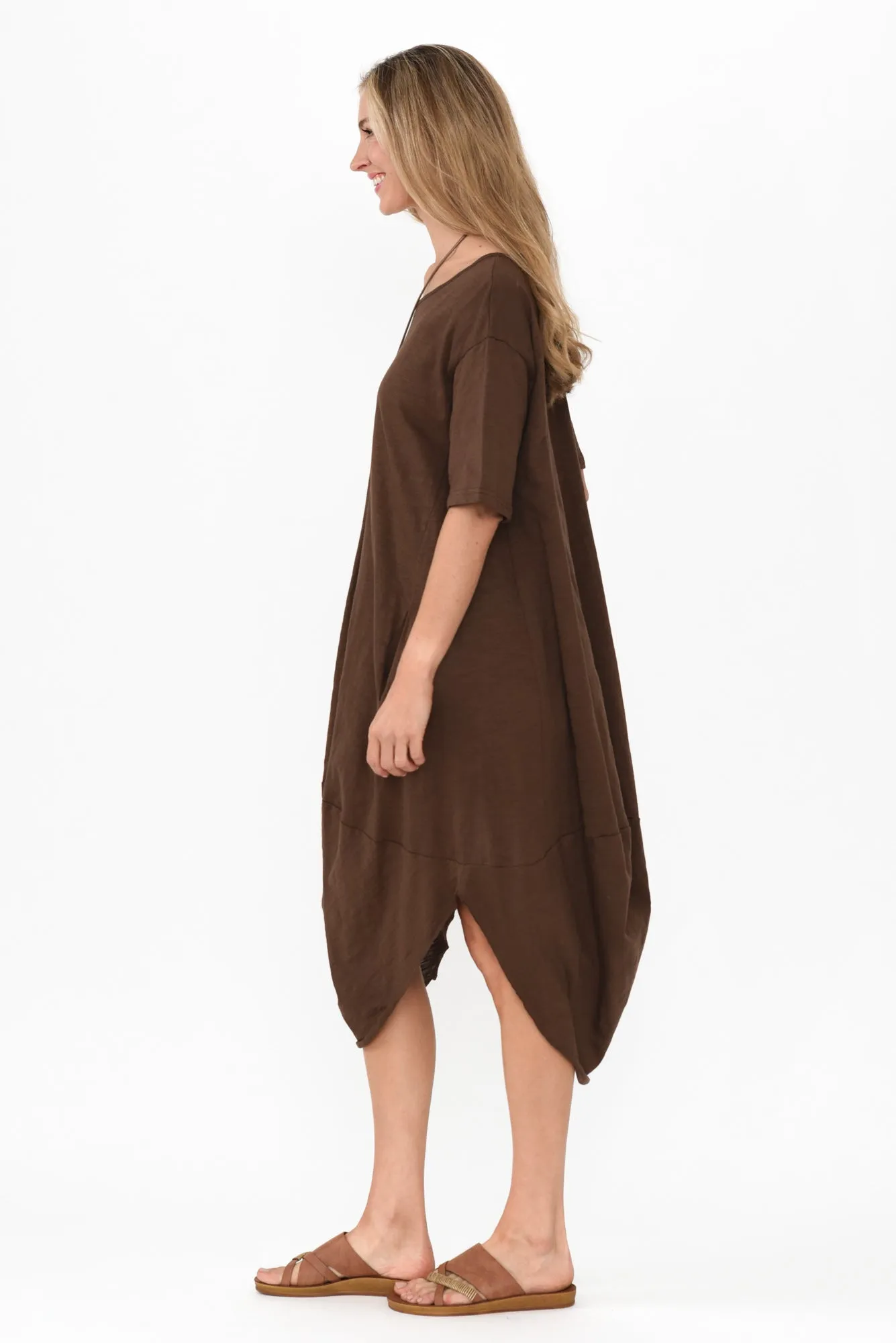 Mita Chocolate Cotton Slub Scoop Dress sold by Blue Bungalow product image thumbnail 3