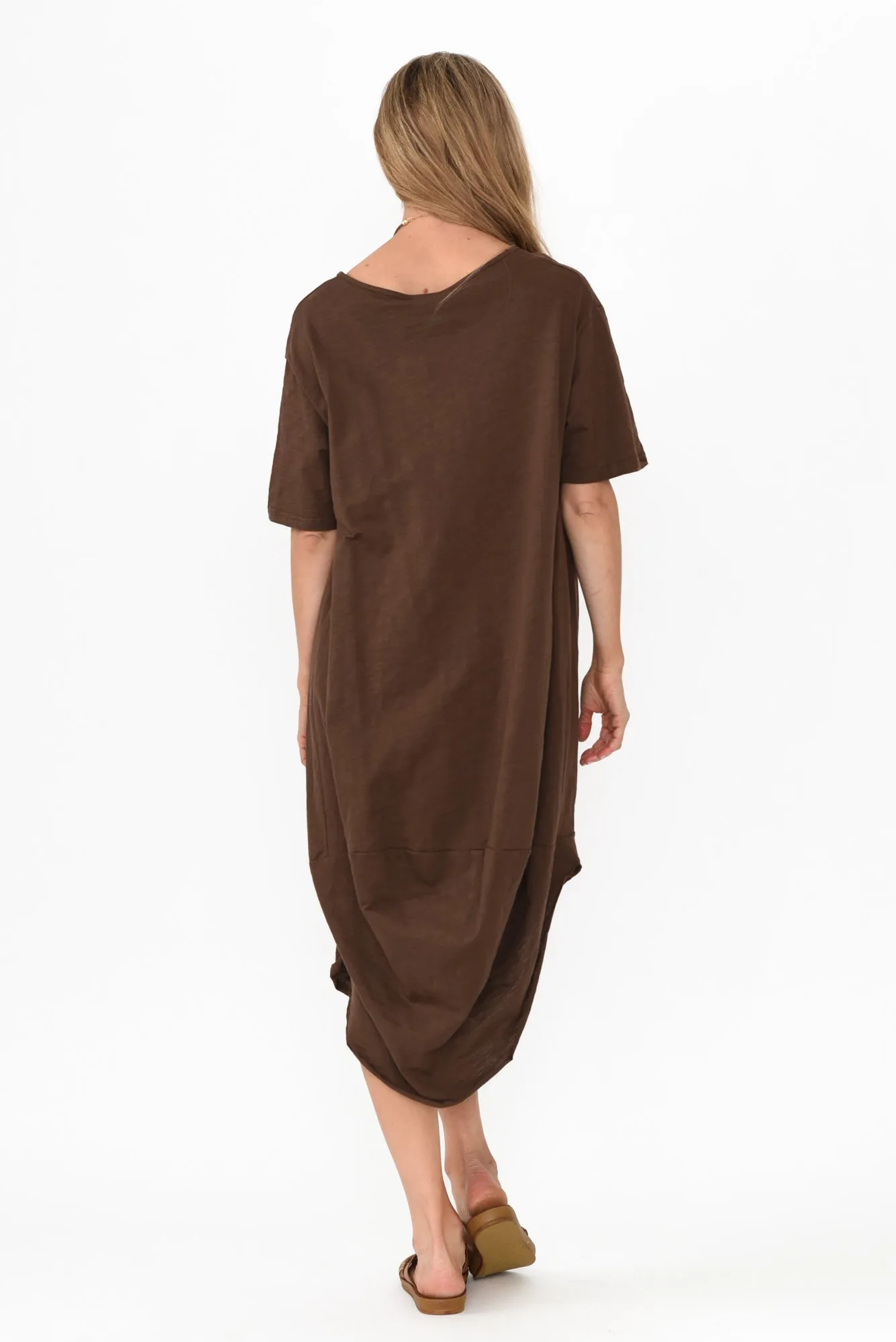 Mita Chocolate Cotton Slub Scoop Dress sold by Blue Bungalow product image thumbnail 4