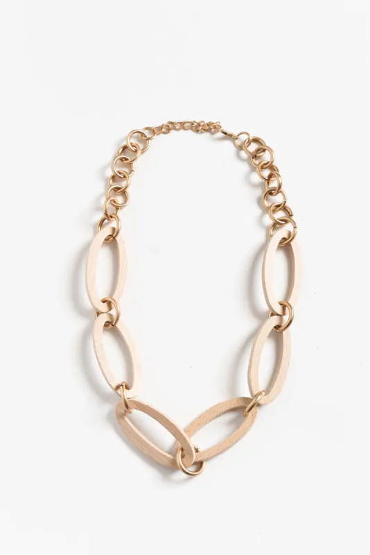 Nevaeh Beige Wooden Link Necklace sold by Blue Bungalow