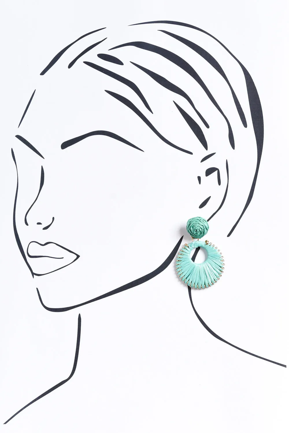 Aeliana Aqua Raffia Drop Earrings sold by Blue Bungalow product image thumbnail 2