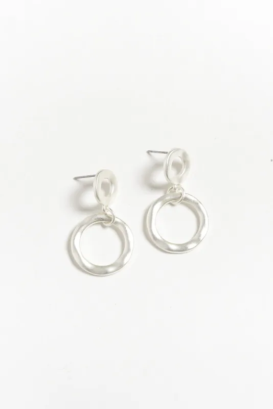 Essence Silver Circular Pendant Drop Earrings sold by Blue Bungalow