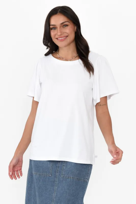 Calgary White Cotton Flutter Sleeve Top sold by Blue Bungalow